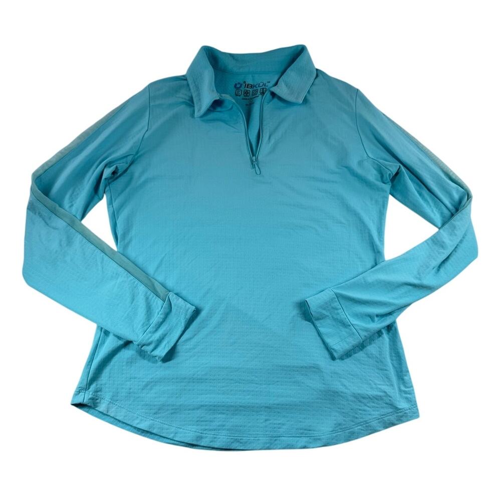 IBKUL Icefil Quarter Zip S Blue Long Sleeve Mesh Top Golf Tennis 1/4 Zip Active